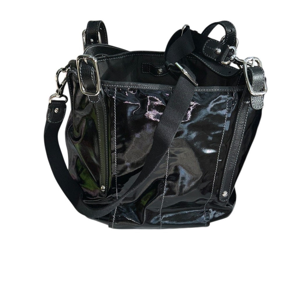 Tods authentic Pasmy Bauleto black genuine leather trim shoulder bag purse ITALY - Picture 6 of 10